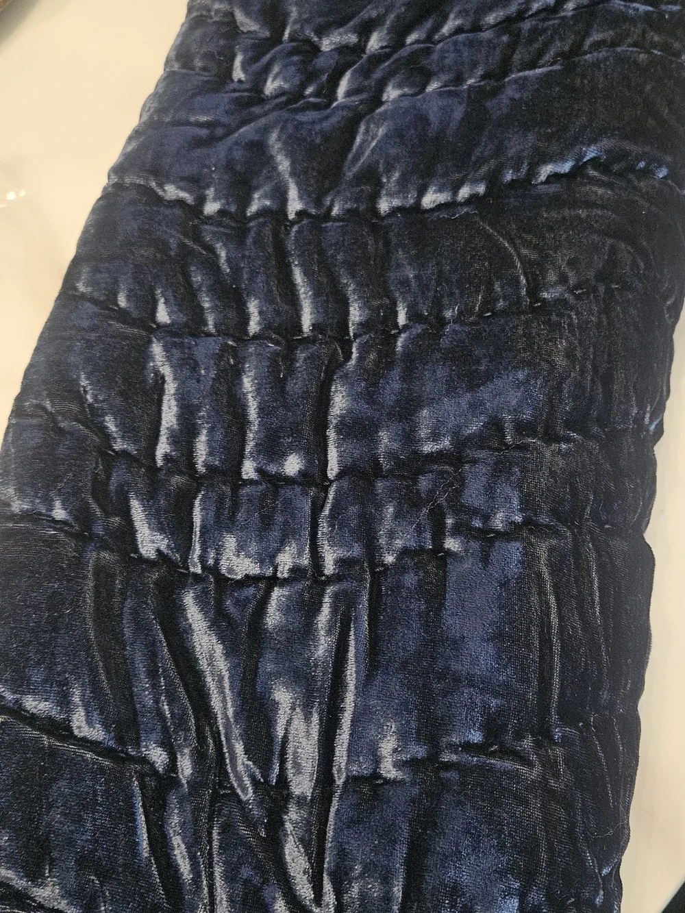 West Elm Lush Velvet Wave King Shams in Deep Navy